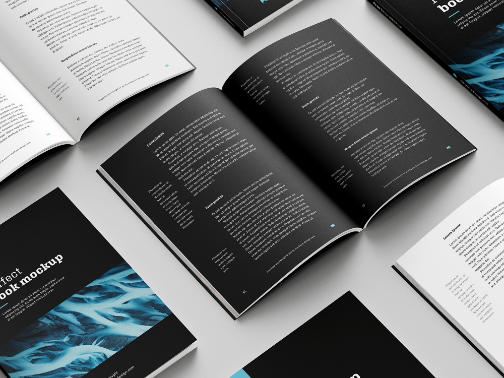 Free softcover book mockup set to showcase your book presentation in a