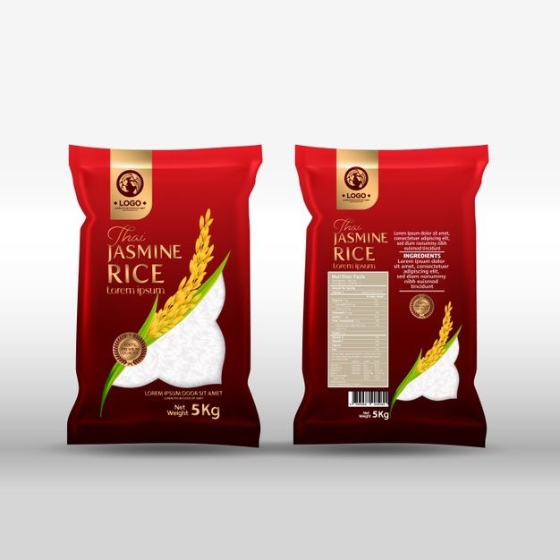 Rice Package Mockup Thailand Food Products Illustration | Rice