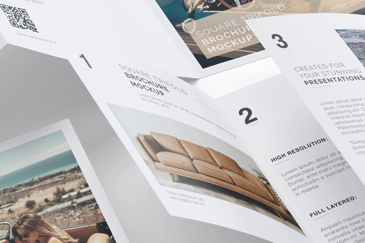 Ad: Square Trifold Brochure Mockup 06 by Carlos Viloria on