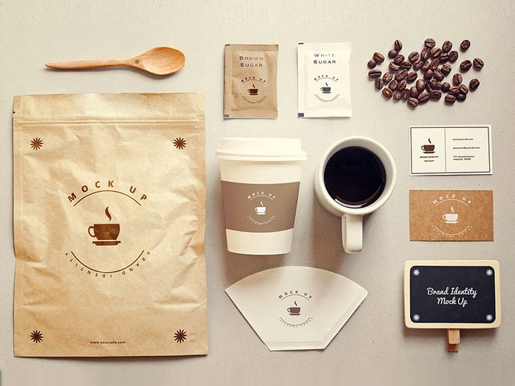 Coffee stationery mock up Free Psd | Coffee shop branding, Stationery