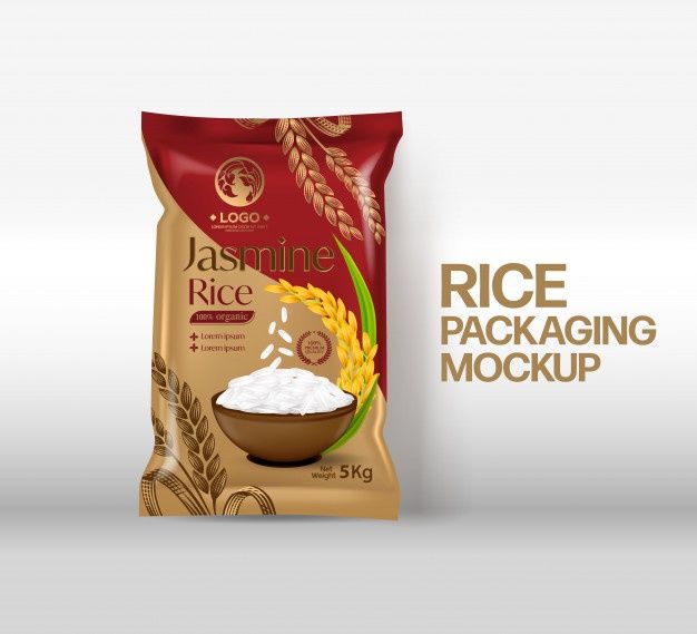 Premium Vector | Rice package thailand food products | Rice packaging