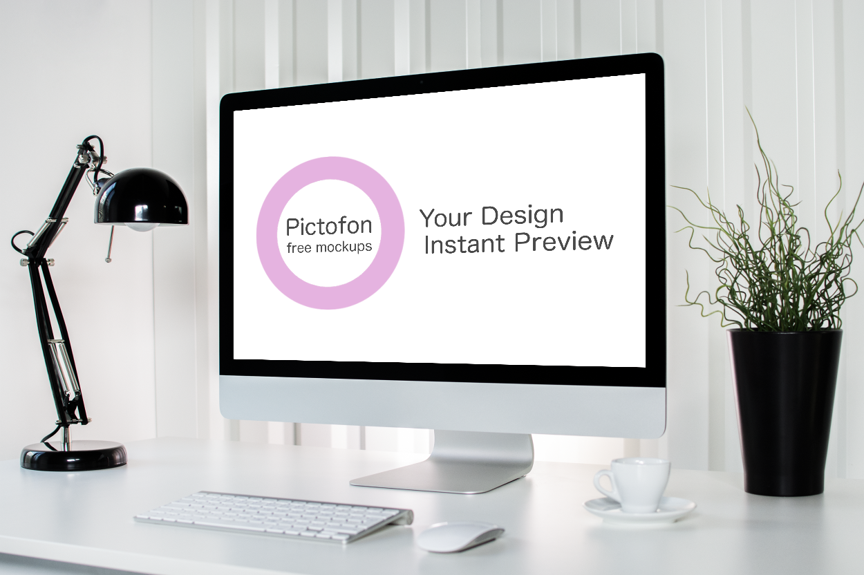New iMac #mockup with instant preview of your design on pictofon.com