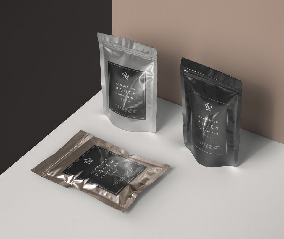 Free Metal Foil Packaging Mockup - Freebies - Fribly | Pouch packaging